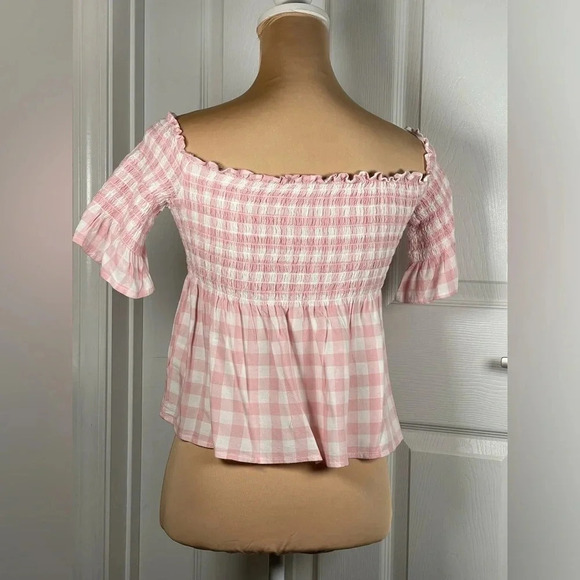 BB Dakota Women's Susie Gingham Off The Shoulder Top XS - Picture 8 of 8